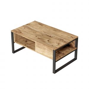 Table basse effet bois beige 100x60 cm