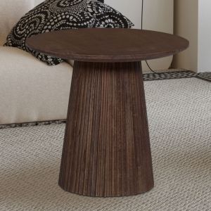 M&S Table d'appoint ronde 50x50x46 cm en manguier marron foncé - maguel