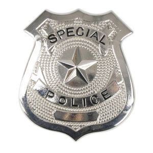 Ruedelafete Badge Police en métal argenté (broche)