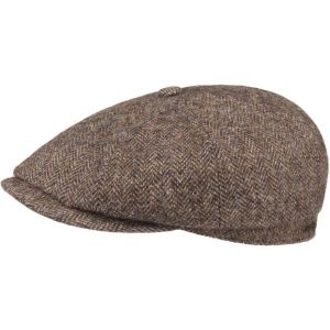 Image de Stetson Casquette Hatteras Woolrich Homme | Made in The EU Forme Arrondie Gavroche Bonnet pour avec Visiere, Doublure, Doublure Automne-Hiver | 60 cm Marron