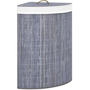 VidaXL Panier à linge d'angle Bambou Gris 60 L