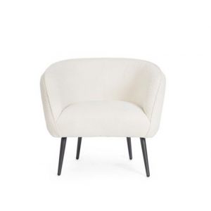 BIZZOTTO SALON Fauteuil tissu Fauteuil Avril Blanc Boucl&eacute;