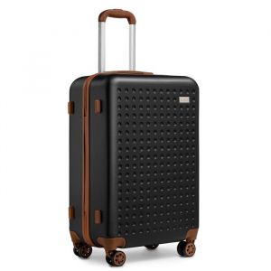 Valise Moyenne 67cm, Valise Soute en ABS Rigide 4 roulettes Valise de Voyage avec Serrure TSA (Noir)
