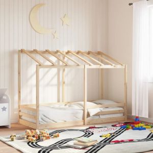 VidaXL Lit pour enfants avec toit 90x190 cm bois massif de pin, cadre de lit pour enfants, lit pour enfants en bois, meuble pour enfants