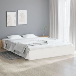 Image de VidaXL Cadre de lit Blanc Bois massif 180x200 cm Super King Blanc