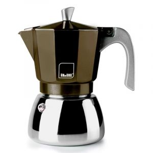 Ibili Cafetière italienne Elba en fonte d'aluminium et acier inoxydable 0,6 L, base 13 cm, résistance. déchirer