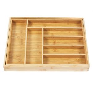 Green Blue GB379 Range-couverts organiseur de couverts extractible en bambou 325-500x430x45 mm