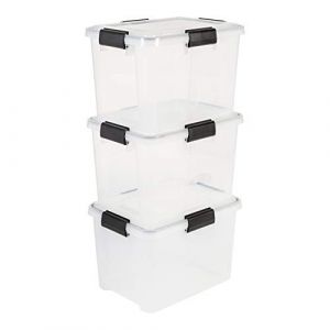 Iris Ohyama Lot de 3 boîtes de rangement hermétiques - Air Tight Box - AT-SD - Plastique - Transparent - 28 L - 39 x 29 x 26 cm