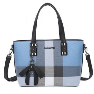 Sac Cabas pour Femme &Eacute;dition Mini Jolie Motif &Eacute;cossais avec Bandouli&egrave;re Gallantry Noir / Bleu