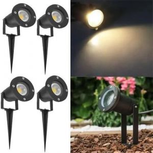 Yuenfong Lot De 4 Spots De Jardin Led 3 W Avec Piquet - Blanc Chaud - Étanche Ip65 - Pour L'extérieur, Jardin, Étang, Paysage
