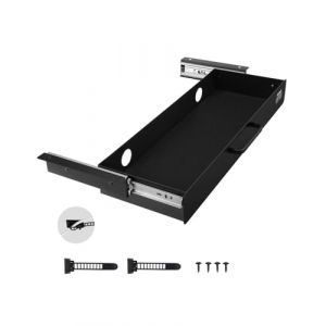 VEVOR Tiroir Coulissant sous Bureau, 635x232x75 mm, Tiroir Organisateur de Rangement de Bureau Caché, Capacité de Charge 5 kg, Espace Économisé pour Maison sous Table, Poste de Travail Assis-debout