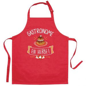 Declikdeco Tablier de cuisine enfant Gastronome recyclé Rouge 52 x 63
