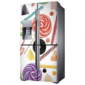 Plage Sticker réfrigérateur et lave vaisselle, friandises, bonbons, colorés gourmand, 180 cm X 100 cm