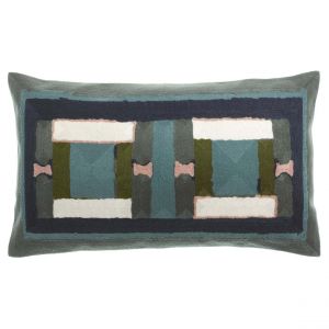 Declikdeco Coussin brodé Taho Vert de gris