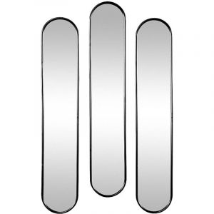 Lot de 3 miroirs ovales en métal - L.23 x H.120 cm - Noir - JAYLEN