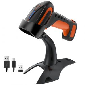 Tera Pro Lecteur de Code &agrave; Barre sans Fil 2.4GHz 1D 2D Douchette Scanner de QR Code Barres Bluetooth USB-C pour Smartphone Ecran Scanette Industriel R&eacute;sistance &agrave; la Chute avec Support, 8100