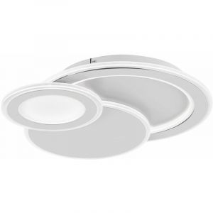 Image de Wofi Plafonnier led avec télécommande plafonnier salon chambre moderne lampe dimmable, mémoire cct blanc, 36W 2850Lm, LxlxH 49x47x8 cm 11861