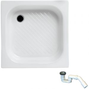 Receveur de douche carr&eacute; Karen 70x70 profondeur 15 + siphon