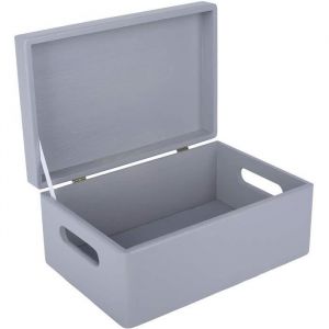 Creative Deco Grande Boite Rangement en Bois Gris 30 x 20 x 14 cm (+/- 1 cm) Caisse BRUT