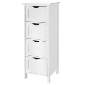 Meuble de rangement, armoire de salle de bain avec 4 tiroirs en MDF coloris Blanc - Longueur 30 x Profondeur 30 x Hauteur 81,50 cm - JUANIO -