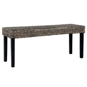 VidaXL Banc 110 cm Noir Rotin naturel kubu et bois de manguier massif