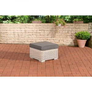 CLP Tabouret bas Repose-pieds Madeira compatible avec Bilbao rond/blanc perle Gris métal