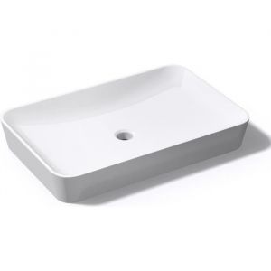 Image de Mai & Mai Vasque à poser blanc rectangulaire lavabo salle de bain évier lave mains sans trop plein Col815