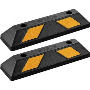 wiltec 2x butée de roue 55 x 15 x 10 cm – en Caoutchouc – 3,5 kg/pièce – avec Réflecteurs – Aide au stationnement Stop roues pour Parkings, Garages