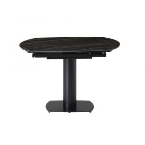 Zago Table Repas C&eacute;ramique Noir 120cm Avec Allonge Orla