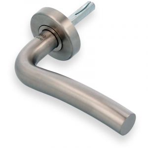 Amig - Poignée de porte avec rosace 19ED avec intérieur en laiton - Acier inoxydable 18/8-53mm - Carré de 8 mm - Idéal pour les portes d'entrée - Ouverture de la porte : Droite - Finition : Mat