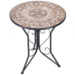 Deuba Table en pierre de mosa&iuml;que 70 cm Style m&eacute;diterran&eacute;en Int&eacute;rieur Ext&eacute;rieur