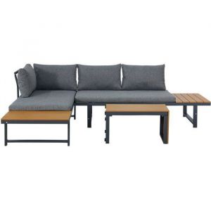 No Name Salon de jardin BORA en aluminium 4 personnes - Modulable en canap&eacute; ou en transats