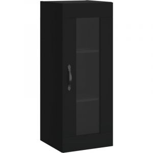 Image de VidaXL Armoire Murale, Buffet Haut Suspendu avec Porte, Meuble de Rangement, Organisateur de Salon Chambre &agrave; Coucher, Moderne, Noir
