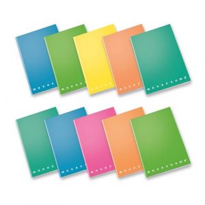 Pigna, Maxi Cahier monochrome FLUO, A4, 80 g, 80 pages + intercalaire, Couverture rigide, Pelliculage mat, Intérieur 0Q, Carrés de 5 mm avec bordures, Couleurs assorties, 10