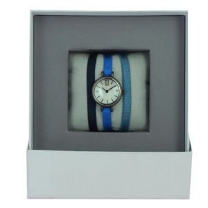 Image de Montre femme Les Interchangeables Coffret Montre Ruban Satin Strech A56866 - Bracelet Tissu Bleu