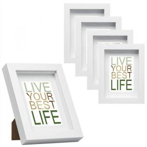 EUGAD lot de 5 Cadres Photo Style 3D MDF et Verre 20x30cm Blanc