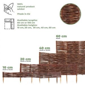 10 x Bordure de parterre en saule BOGATECO Longueur 100 cm & Hauteur 20 cm Bordure de pelouse en bois