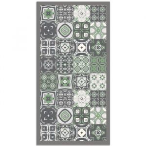 Tapis vinyle carreaux ciments vert 80x200cm