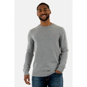 Tommy Jeans Pull Homme Slim Fit Crew Neck Sweater Pull en Maille, Gris (Grey HTR), XXL