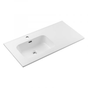 Vasque à encastrer en céramique blanche - Côté gauche - L 90 x P 46 cm