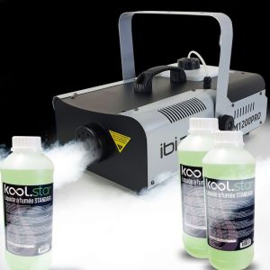 Ibiza Light Machine à fumée LSM1200PRO programmable avec DMX - 2 télécommandes - 1200W + 3L de liquide inclus