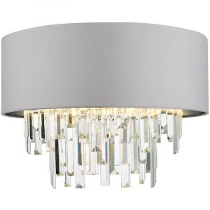 Lumiere Abat-jour cylindrique gris clair &agrave; 4 ampoules Crystal
