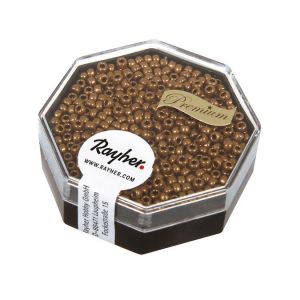 Rayher 14707572 Boîte de Perles de rocaille de qualité supérieure 2,2 mm de diamètre Anthracite métallisé, Taille Unique