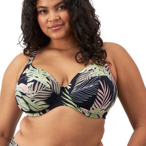 ELOMI haut de maillot de bain emboitant Tropical Retreat Noir/Vert - Taille 95F