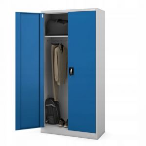 Armoire de m&eacute;nage m&eacute;tallique verrouillable DAWID &ndash; 900 x 1850 x 450 mm, gris-bleu