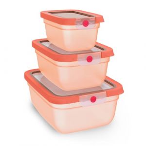 Emsa OneClick, Lot de 3 bo&icirc;tes de conservation, Fermeture en un clic, Pr&eacute;servation de la fra&icirc;cheur 2 fois plus longtemps, 100% herm&eacute;tiques, N1231500