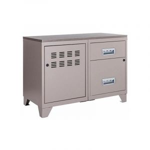 Pierre henry Meuble rangement métal 1 porte 2 tiroirs taupe - Taupe