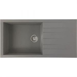 STRADOUR Evier a encastrer CUBE en SMC GRIS BETON 16 1 bac dim. 100 * 50 cm vidage ma