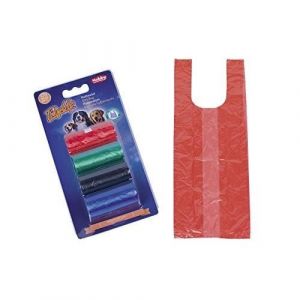 Nobby TidyUp Lot de 4 rouleaux de 15 sacs &agrave; d&eacute;jections canines avec poign&eacute;e de transport 4 couleurs