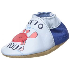 Robeez Chaussons Cuir tannage vegetal Nice To Sea Bleu - Couleur Bleu - Taille 19